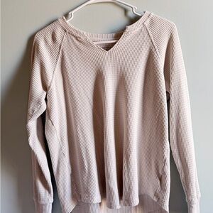 American Eagle Outfitters Cream Waffle Knit Top